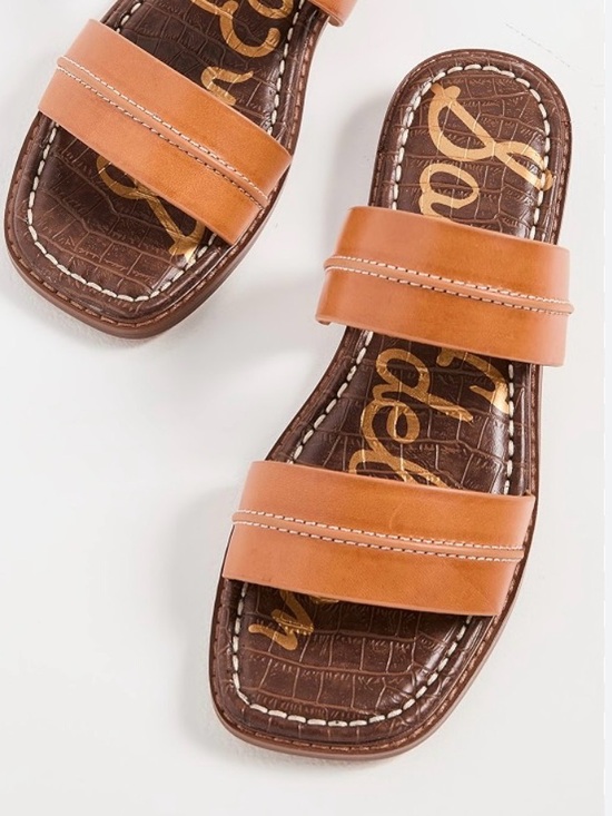Sam Edelman Shoes - Sam Edelman Cognac Double-Strap Slide Sandals